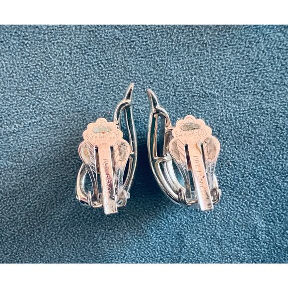 Vintage Sarah Coventry Clip-On Earrings Silver Tone Textured Teardrop Design - Picture 7 of 8